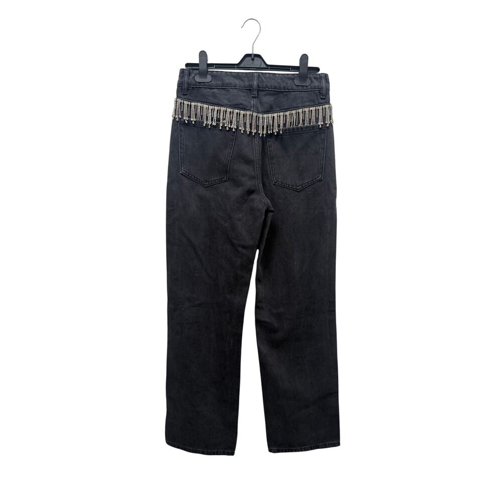 TWELVE by Ontwelfth Rhinestone Crystal Fringe Back High Rise Straight Jeans 26 - Picture 2 of 7